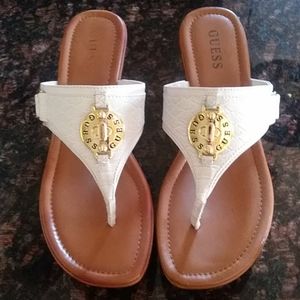 guess white wedge sandals
